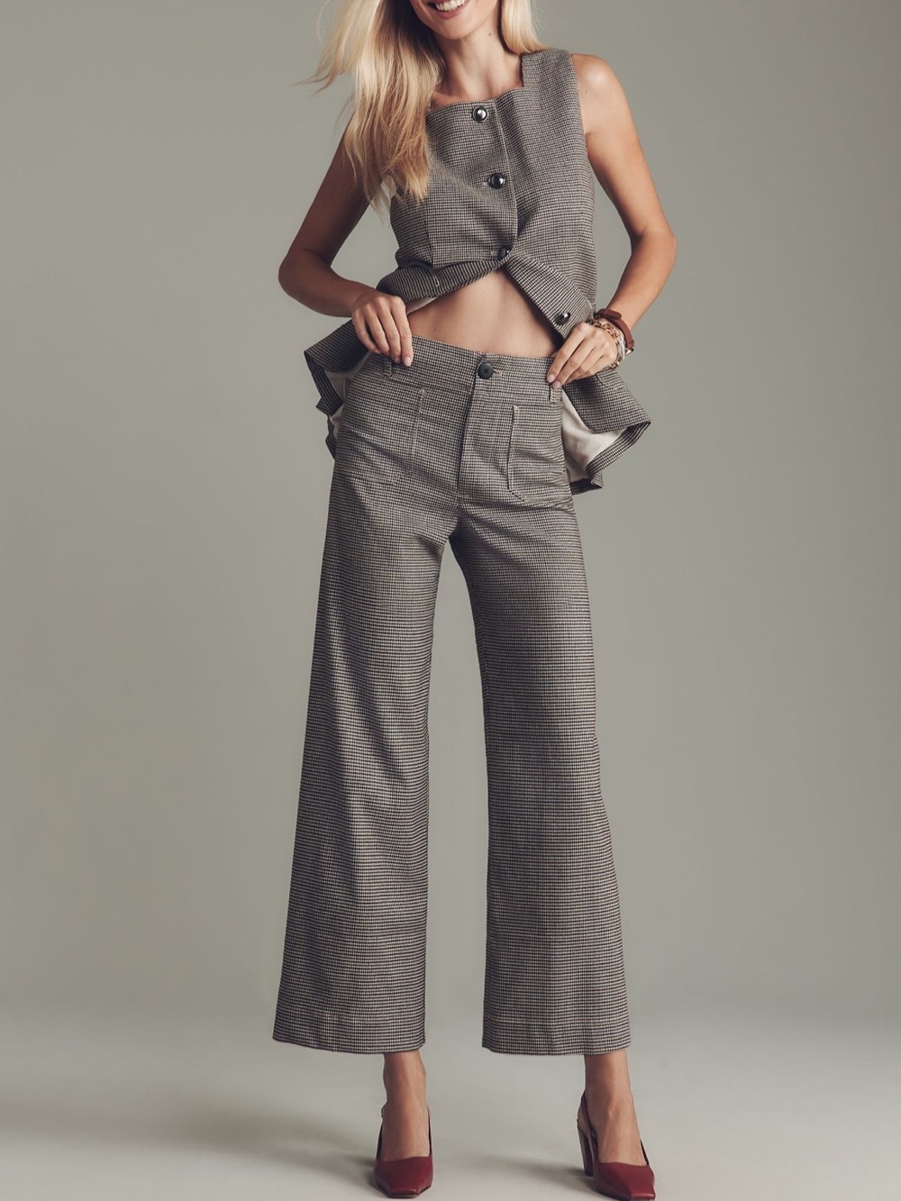 Anthropologie The Colette Crop Houndstooth Pants by Maeve